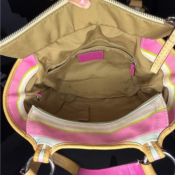 Coach Striped Pink SoHo Hampton Bag - Picture 5 of 6